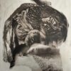 palladium print - abstract image of a bird tattoo with a snake and iris flower by Alice Garik