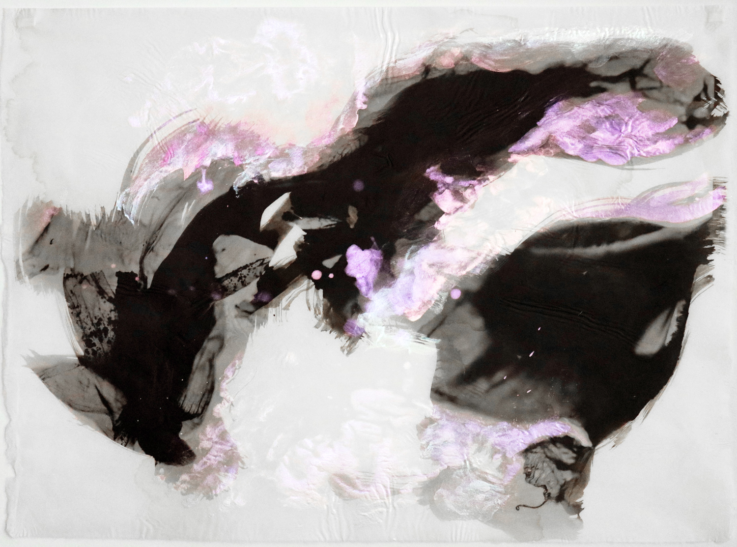 Dreaming describes the flow in this artwork of Iris flowers done with palladium and pearlescent watercolor.